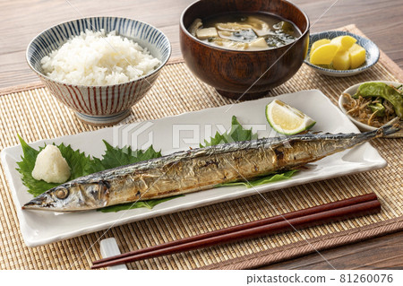 Grilled saury with salt Autumn image Grilled saury with salt Autumn image 81260076