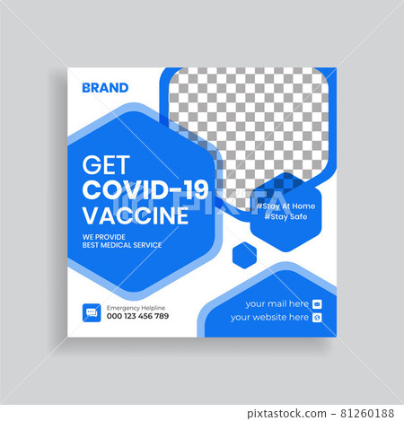 Covid-19 Vaccine Social Media Post Template Design. Medical Social Media Banner Design 81260188