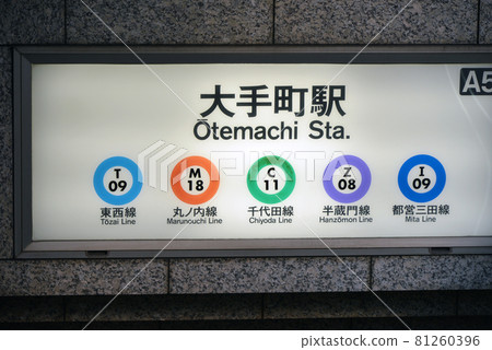 Station name display of Tokyo Metro Otemachi Station 81260396