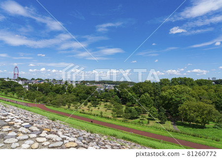 [Sayama Hills] View of Higashimurayama and Tokorozawa from Lake Tama 81260772