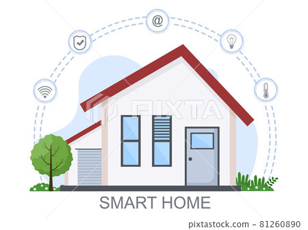 Smart Home Technology House Control System Of Lighting, Heating, Ventilation and Security with a Modern Concept. Background Vector Illustration 81260890