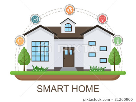 Smart Home Technology House Control System Of Lighting, Heating, Ventilation and Security with a Modern Concept. Background Vector Illustration 81260900