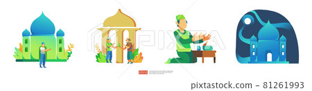 happy ramadan mubarak and islamic eid fitr or adha flat design greeting concept with people character for web landing page template, banner, presentation, social, and print media happy ramadan mubarak and islamic eid fitr or adha flat design greeting concept with people character for web landing page template, banner, presentation, social, and print media 81261993
