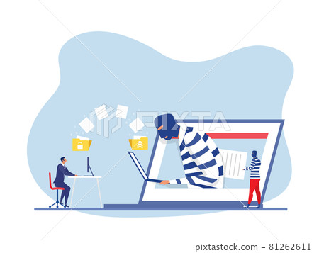 man unlock data with; hacker steal data and personal information concept vector man unlock data with; hacker steal data and personal information concept vector 81262611