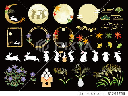 Japanese style material set of moon viewing and rabbit 81263766