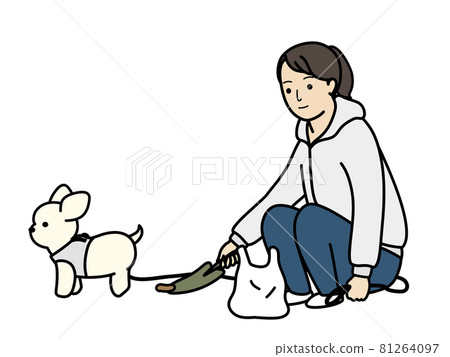 Disposal of dog droppings. Dog walking etiquette. 81264097