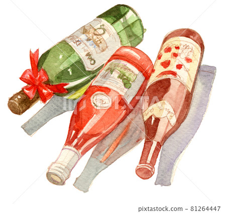 Watercolor: wine bottle 81264447
