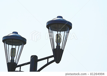 Pastel style "blue sky and streetlight" illustration image 81264994