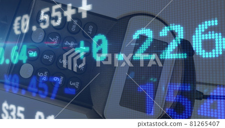 Image of financial data processing over credit card terminal 81265407