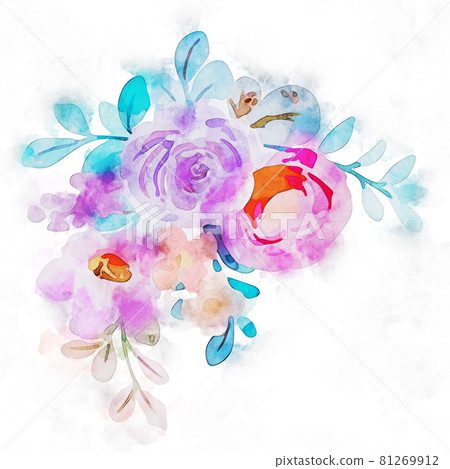 Beautiful abstract watercolor rose flower and bouquet 81269912