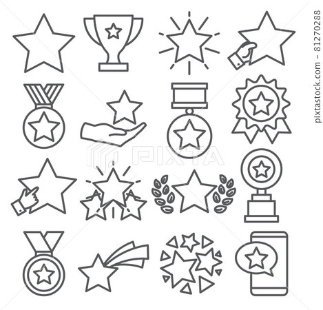 Star line icons set on white background Star line icons set on white background 81270288