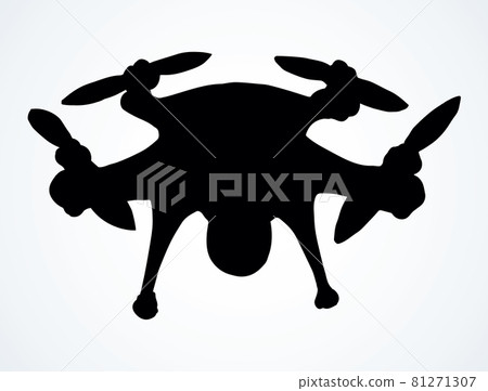 Drone in flight. Vector drawing Drone in flight. Vector drawing 81271307