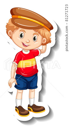 A boy wearing hat cartoon character sticker 81271723