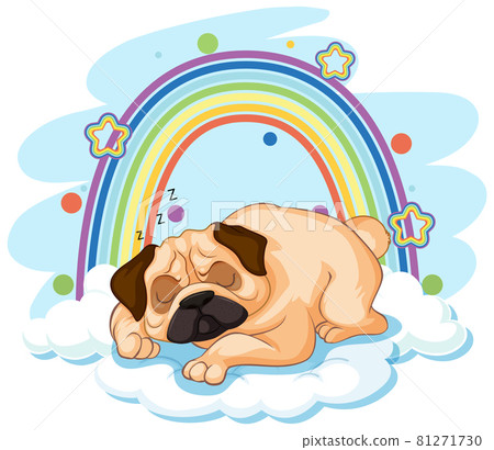 Cute dog on the cloud with rainbow 81271730