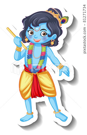 Lord Krishna kid cartoon character sticker 81271734