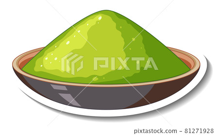 Green powder colour in a bowl on white background Green powder colour in a bowl on white background 81271928