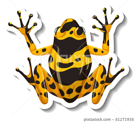 A sticker template with top view of yellow-banded poison dart frog 81271938
