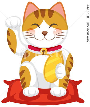 Japanese lucky cat maneki neko cartoon character isolated Japanese lucky cat maneki neko cartoon character isolated 81271995