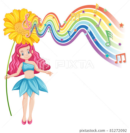 Cute fairy cartoon character with melody rainbow wave 81272092