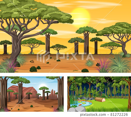 Set of different forest horizontal scenes 81272226