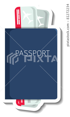 Passport with tickets cartoon sticker 81272234