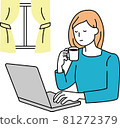 A woman who plays a personal computer 81272379