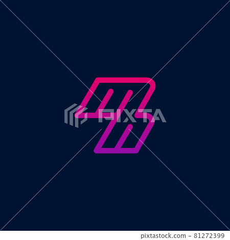 MH logo. M and H minimalist colorful logo. modern line logo design concept template 81272399