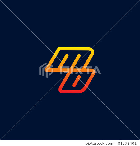 Minimalist MO letter logo with yellow orange color. modern line logo design concept template 81272401