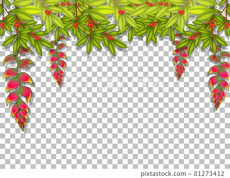 Tropical leaves frame template on transparent background 81273412