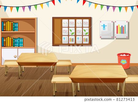 Classroom interior design with furniture and decoration 81273413