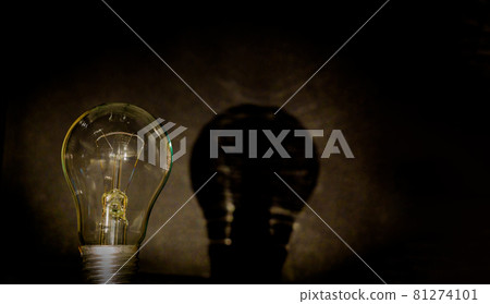 Light bulb, business idea concept. A light bulb on a black background to place text or illustration. The light bulb is a symbol of ideas, innovations, and new thoughts. 220 volt Light bulb, business idea concept. A light bulb on a black background to place text or illustration. The light bulb is a symbol of ideas, innovations, and new thoughts. 220 volt 81274101