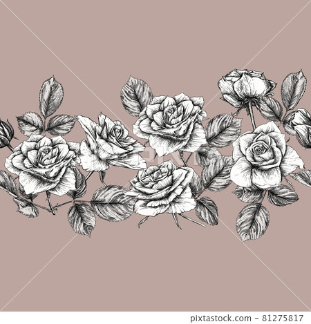 Seamless pattern with roses flowers. 81275817