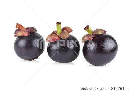 Mangosteen fruit on white background. 81276304