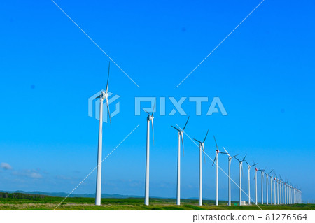 北海道堀部町 Otonrui 風力發電廠 天氣晴朗 北海道堀部町 Otonrui 風力發電廠 天氣晴朗 81276564