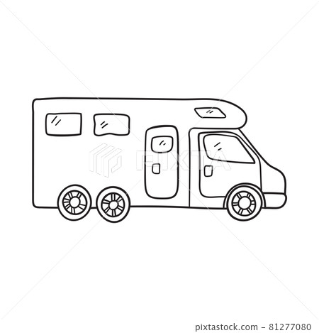 Icon Of Camping Family Caravan Car 81277080