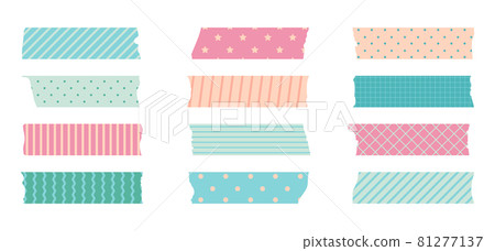 Washi masking tape set. Cute scotch - Stock Illustration [81277137