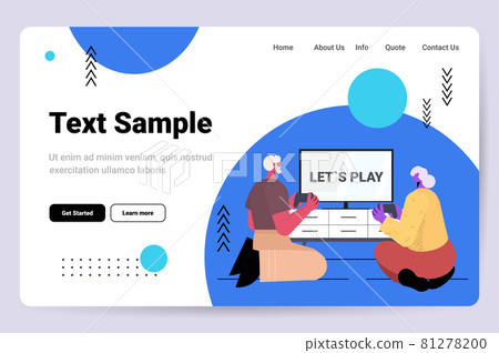 senior couple having fun grandparents playing video games mature man woman using wireless gamepads controllers 81278200