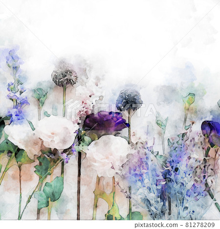 Abstract beautiful watercolor plant bouquet 81278209