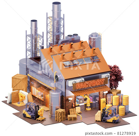 Factory building with robots and conveyor 81278919