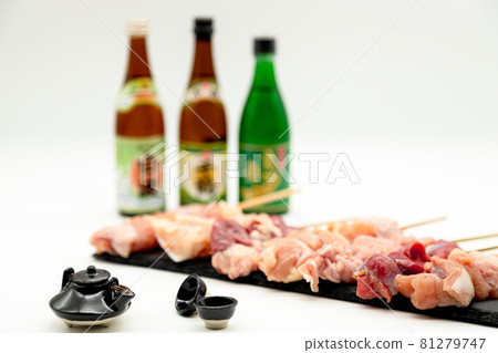 Yakitori platter and shochu 81279747