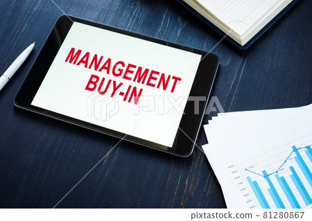 Info about Management buy-in MBI on the tablet screen. 81280867