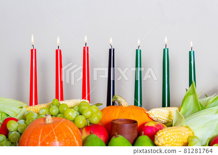 Kwanzaa Afro-American holiday. Corn, bowl and harvest. Kwanzaa Afro-American holiday. Corn, bowl and harvest. 81281764