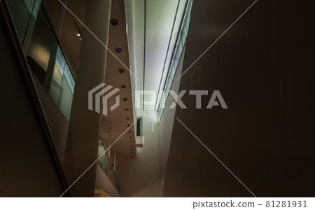 Abstract interior with corridor and pillars of the urban architecture of modern luxury building, Abstract interior with corridor and pillars of the urban architecture of modern luxury building, 81281931