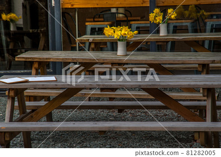 Empty coffee terrace with tables and chairs. Empty coffee terrace with tables and chairs. 81282005