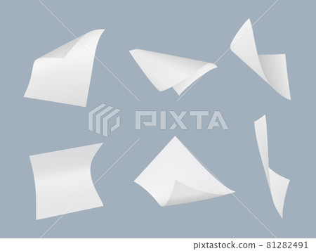 Flying papers. Blank empty sheets book or office sheets stack of papers decent vector collection templates 81282491