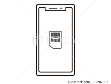 Smartphone SIM card image illustration line illustration front 81282994
