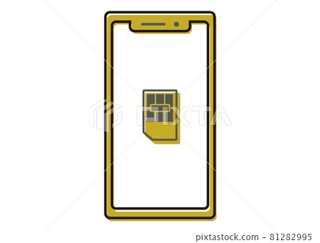 智能手機 SIM 卡圖像圖線圖正面 智能手機 SIM 卡圖像圖線圖正面 81282995
