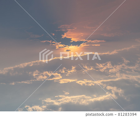 Beautiful sunset sky above clouds with dramatic light, Beautiful blazing sunset landscape. Beautiful sunset sky above clouds with dramatic light, Beautiful blazing sunset landscape. 81283394