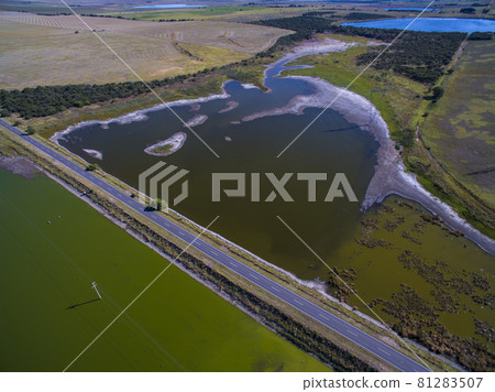 Pampas lagoon, aerial view 81283507