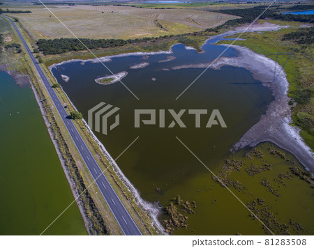 Pampas lagoon, aerial view 81283508